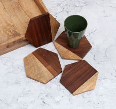 Handmade Wooden Coasters for Home Decor - Pack of 4